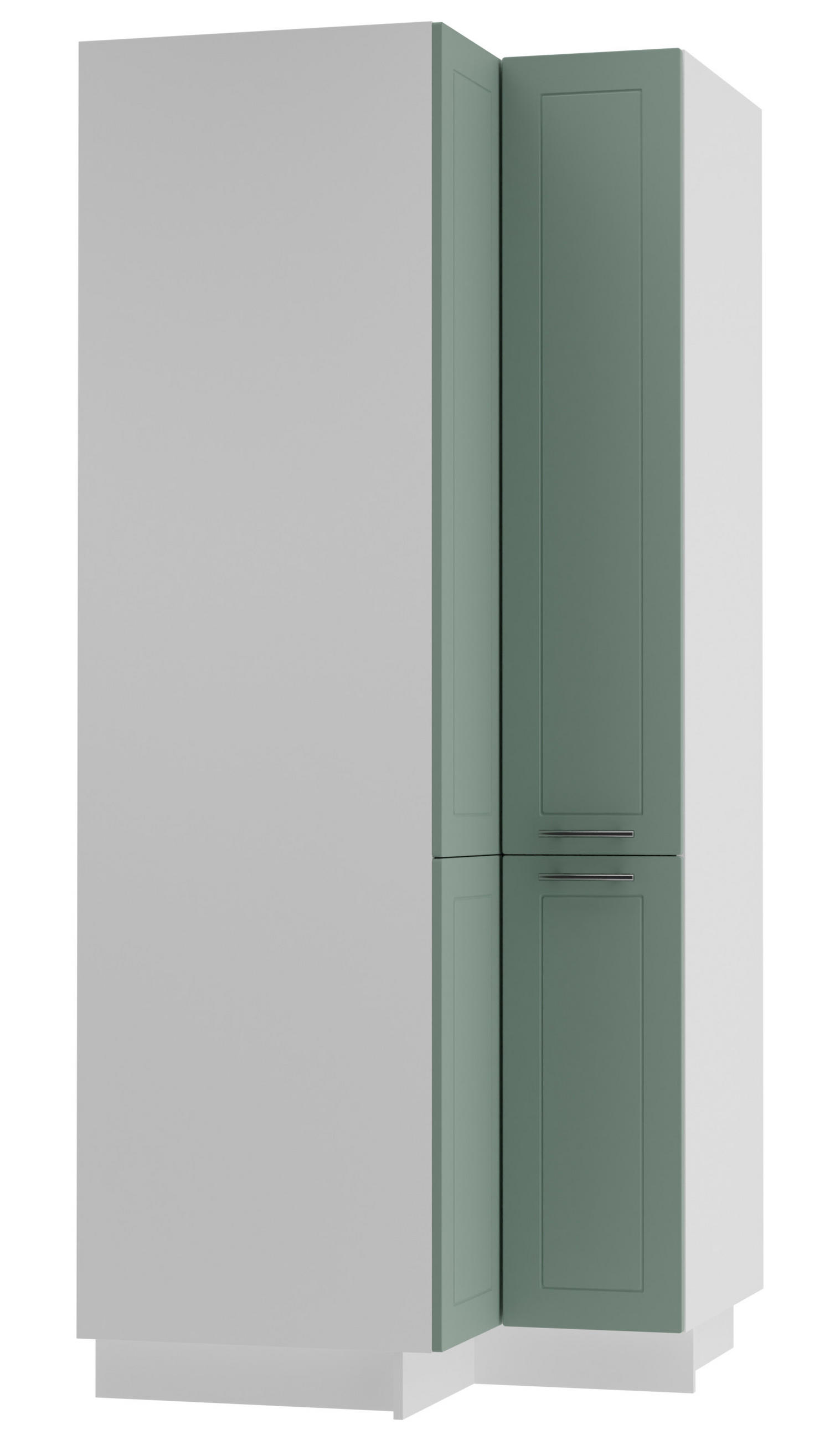 ECKVORRATSSCHRANK Kvantum D24N/207 Weiß / Mint Matt - Weiß/Mintgrün, Holz/Holzwerkstoff (90/207/90cm) - Feldmann-Wohnen