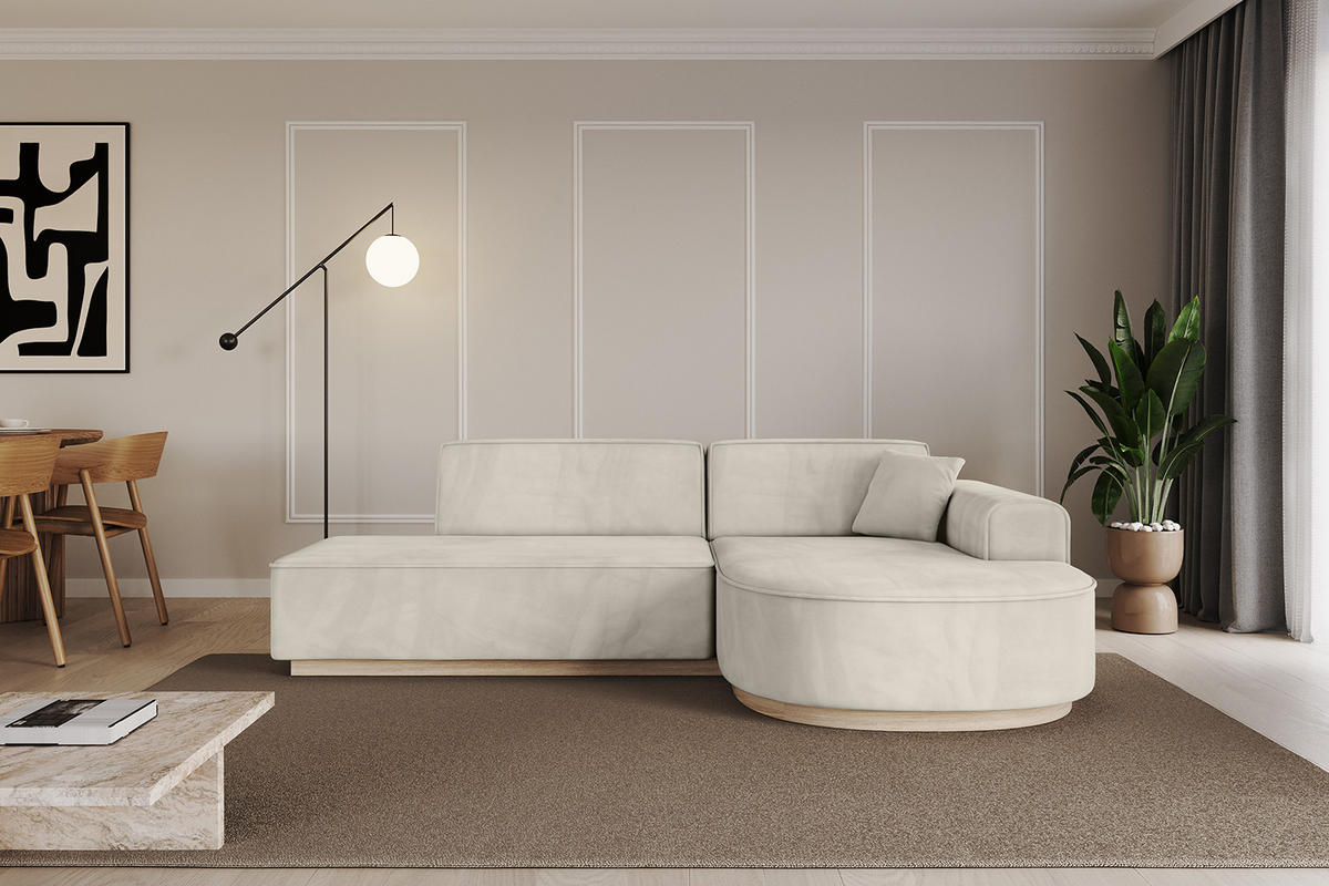 ECKSOFA Ottomane Rechts ARRIO-L1 - 243x171x83 cm Beige - Beige, Holzwerkstoff/Textil (243/171cm) - ALTDECOR