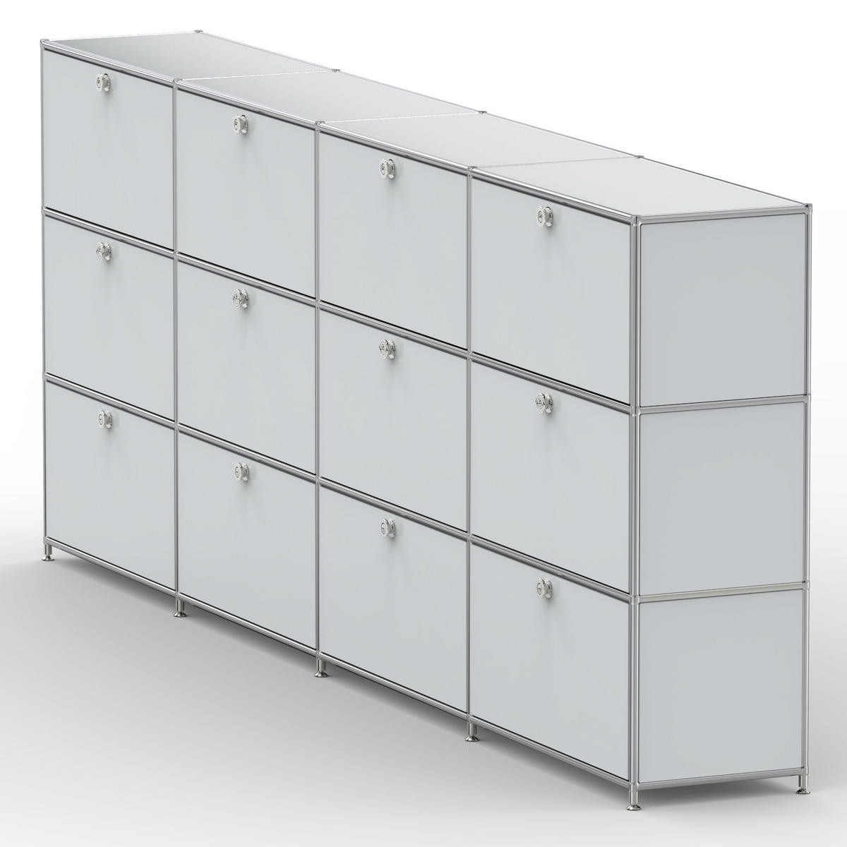 HOCHSCHRANK, 12 Klappen, Schloss, Breite 302 cm, Lichtgrau - Chromfarben/Silberfarben, Metall (40/118/302.2cm) - Versee