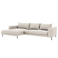 ECKSOFA mit Longchair - Schwarz Hochglanz/Beige, Textil/Metall (315/170cm) - home24