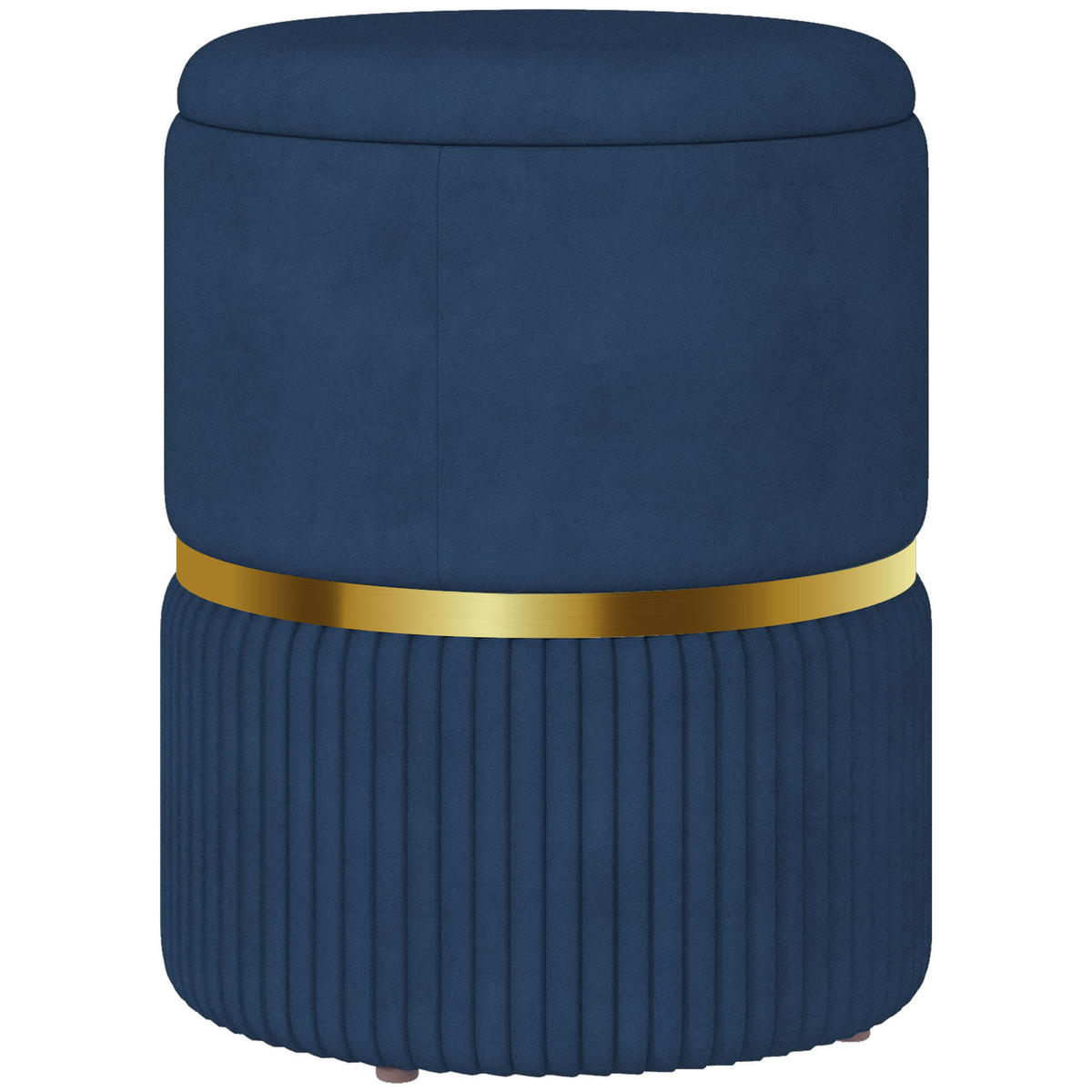 POUF DE-16385 mit Stauraum und Rippenvelours Blau - Blau, Textil (36/44/36cm) - ComfortXL
