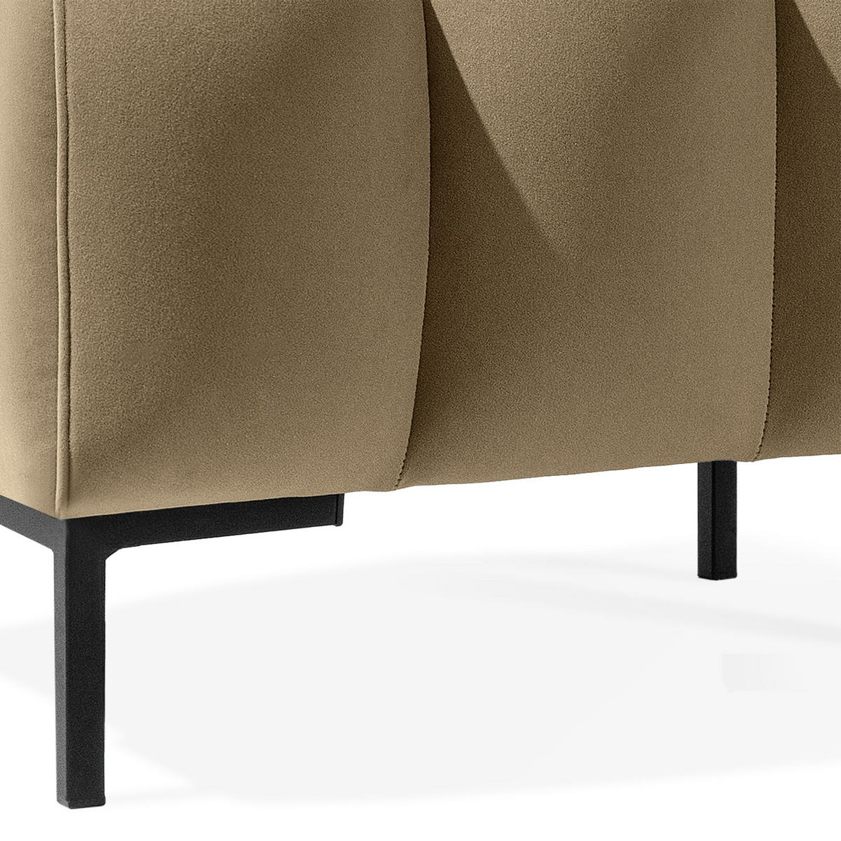 SITZHOCKER Polsterhocker PECCO, Veloursstoff - Creme/Schwarz, Holz/Textil (60/50/50cm) - KONSIMO®