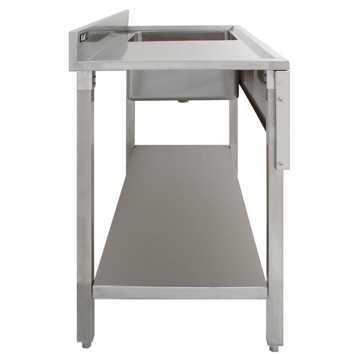 GASTROSPÜLE EDELSTAHL Spültisch Becken rechts - Silberfarben, Metall (120/90/60cm)