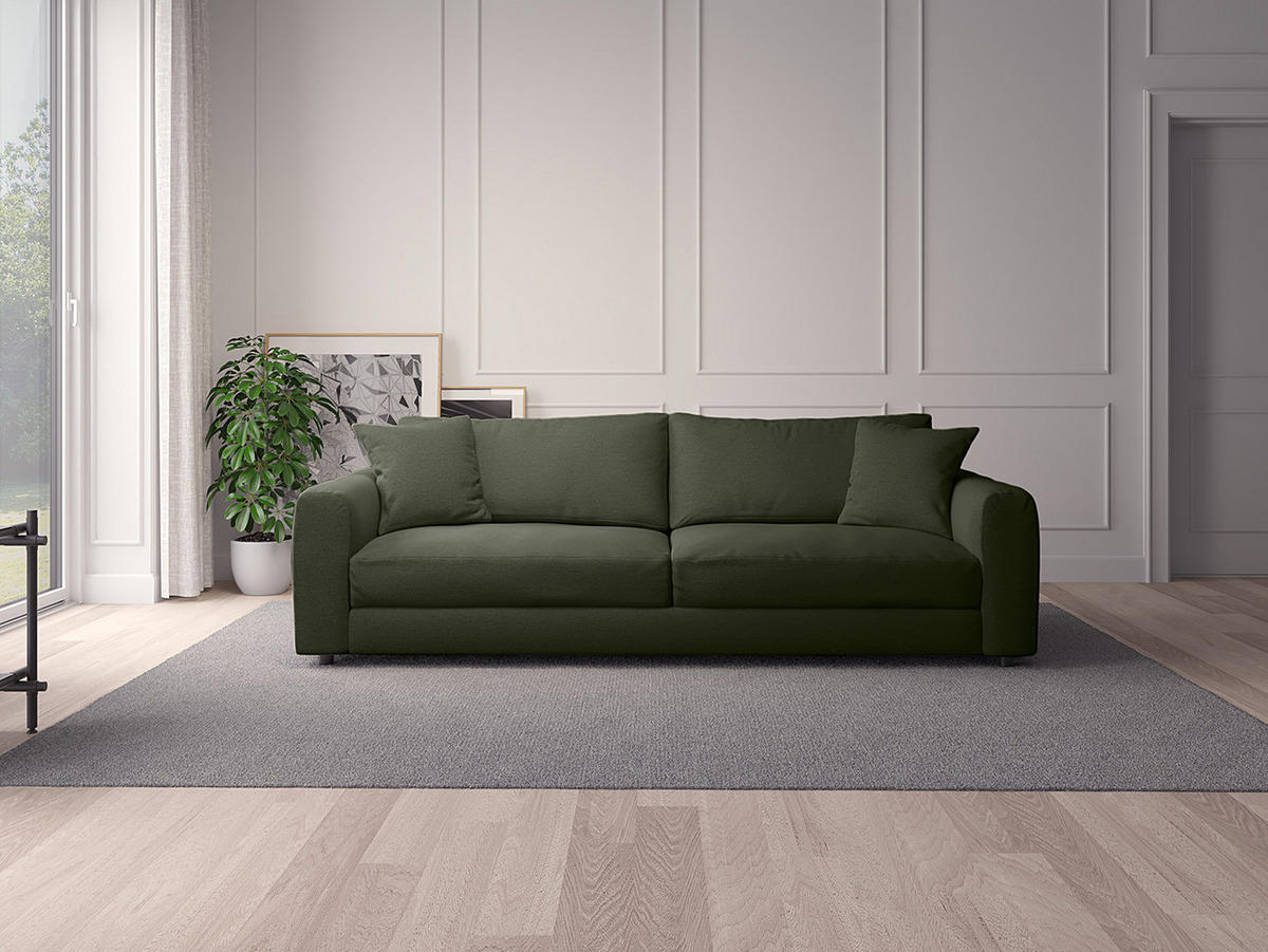 3-SITZER SOFA - Schwarz/Grau, Holz/Kunststoff (238/79/106cm) - home24