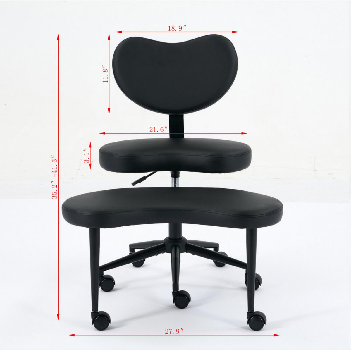 SCHREIBTISCHSTUHL Schwarz mit Fußhocker - Schwarz, Metall (1/1/1cm) - PANGIVO