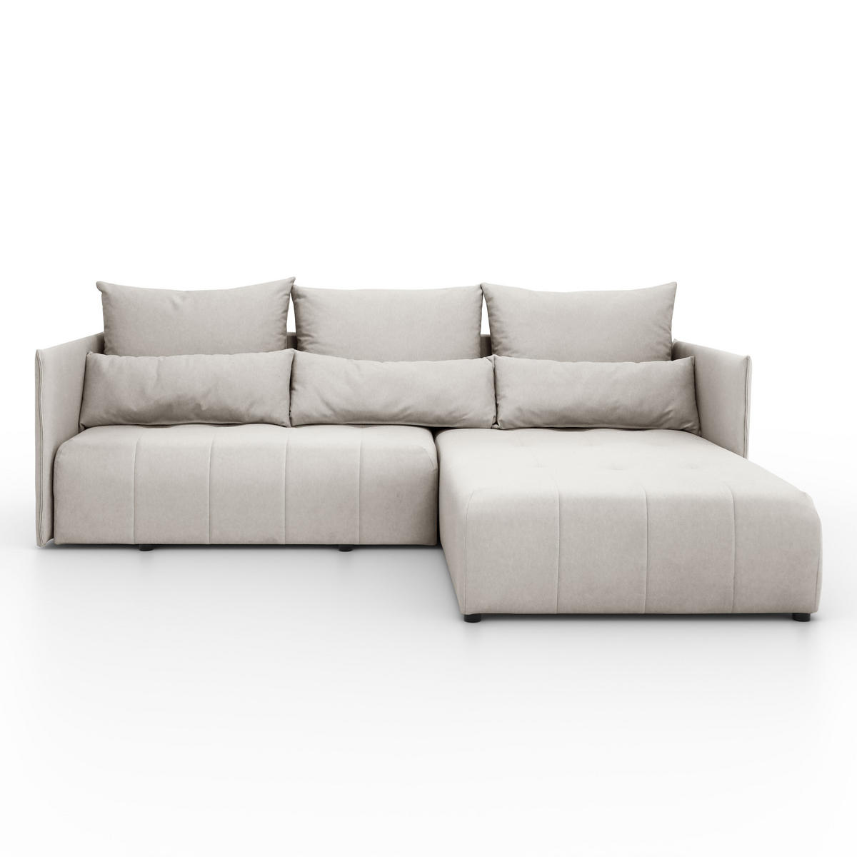 ECKSOFA L Form Hanna 246 x 188 cm mit Schlaffunktion und Bettkasten, 4 Sitzer, Bettzeugablage, Sofa, Eckcouch, beige, rechts - Beige, Kunststoff (188/246cm) - Margaret Hadas24