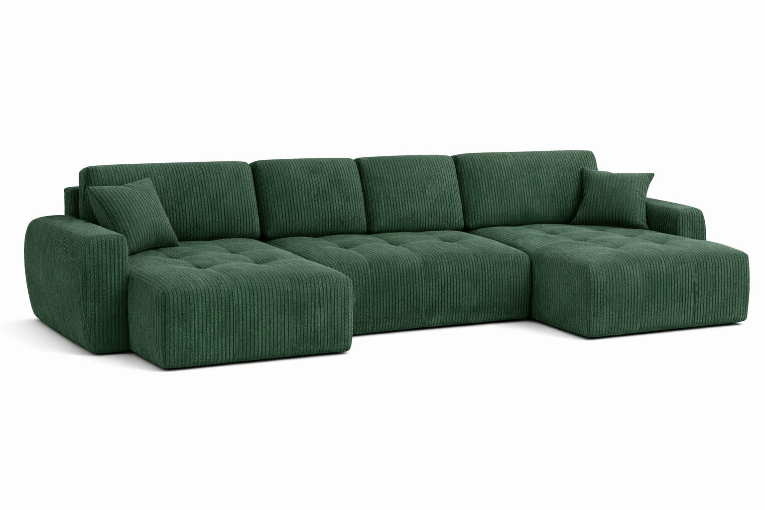 ECKSOFA Mit Schlaffunktion Und Bettkasten U-Form Ivo U, Cordstoff Poso, Grün - Grün, Holz (342/142cm) - Kaiser Möbel