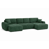 ECKSOFA Mit Schlaffunktion Und Bettkasten U-Form Ivo U, Cordstoff Poso, Grün - Grün, Holz (342/142cm) - Kaiser Möbel