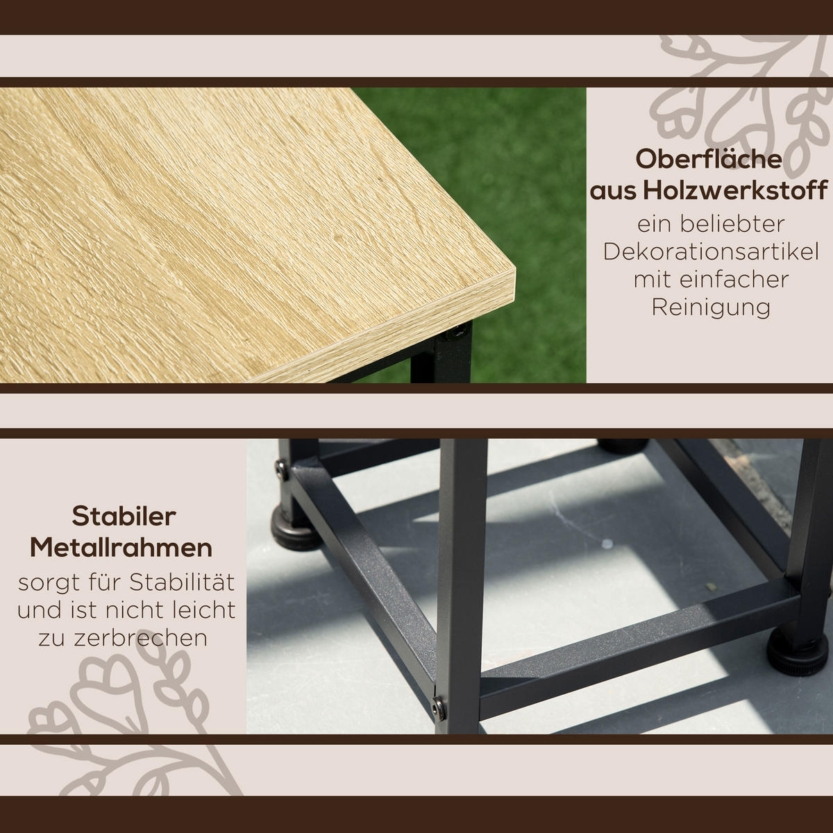PFLANZENSTÄNDER, Stahl, Schwarz+Braun - Multicolor, Metall (90cm) - Outsunny