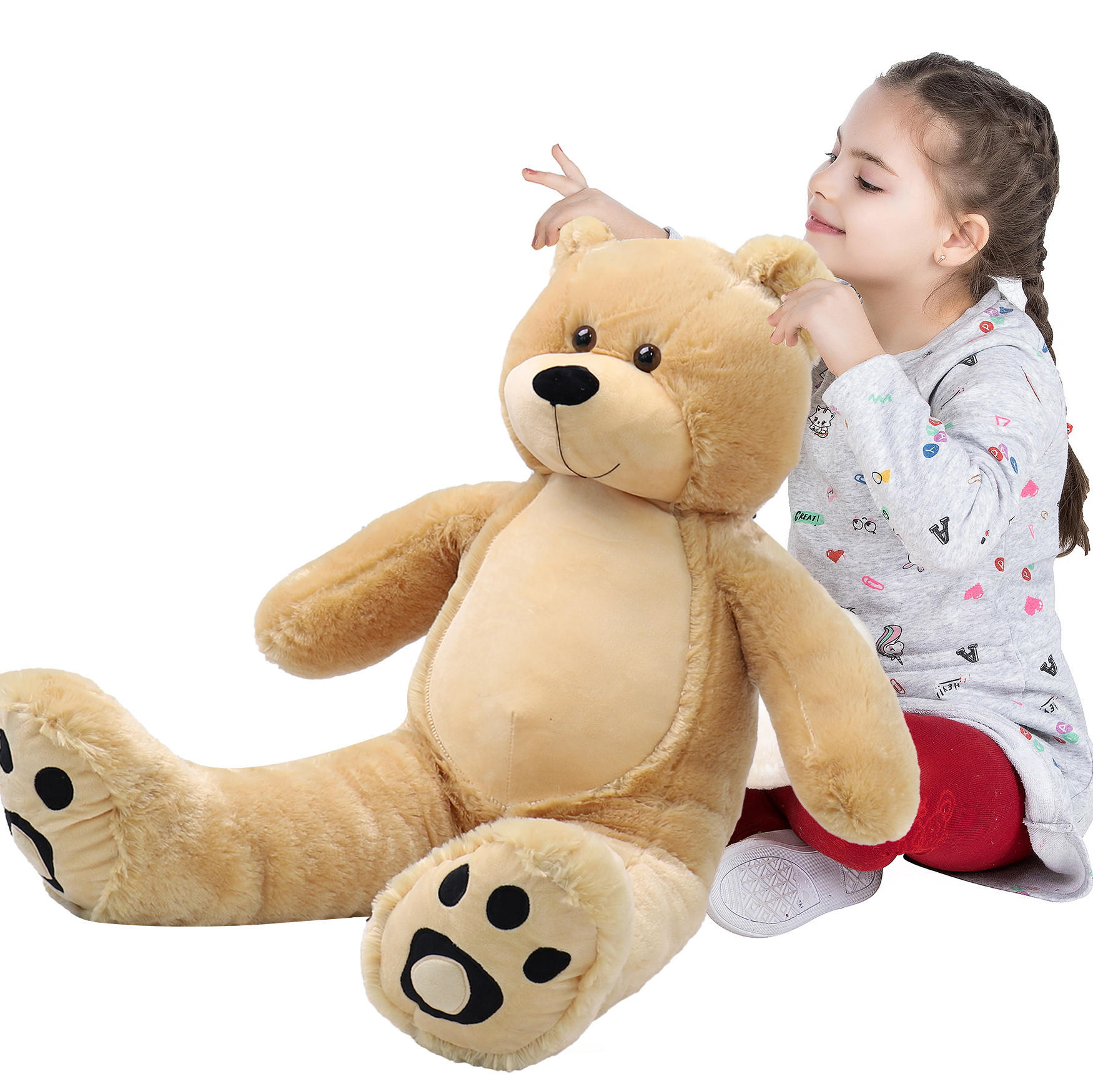 PLÜSCHTIER Teddy Hellbraun 92cm - Hellbraun, Textil (30/40cm) - Vercart