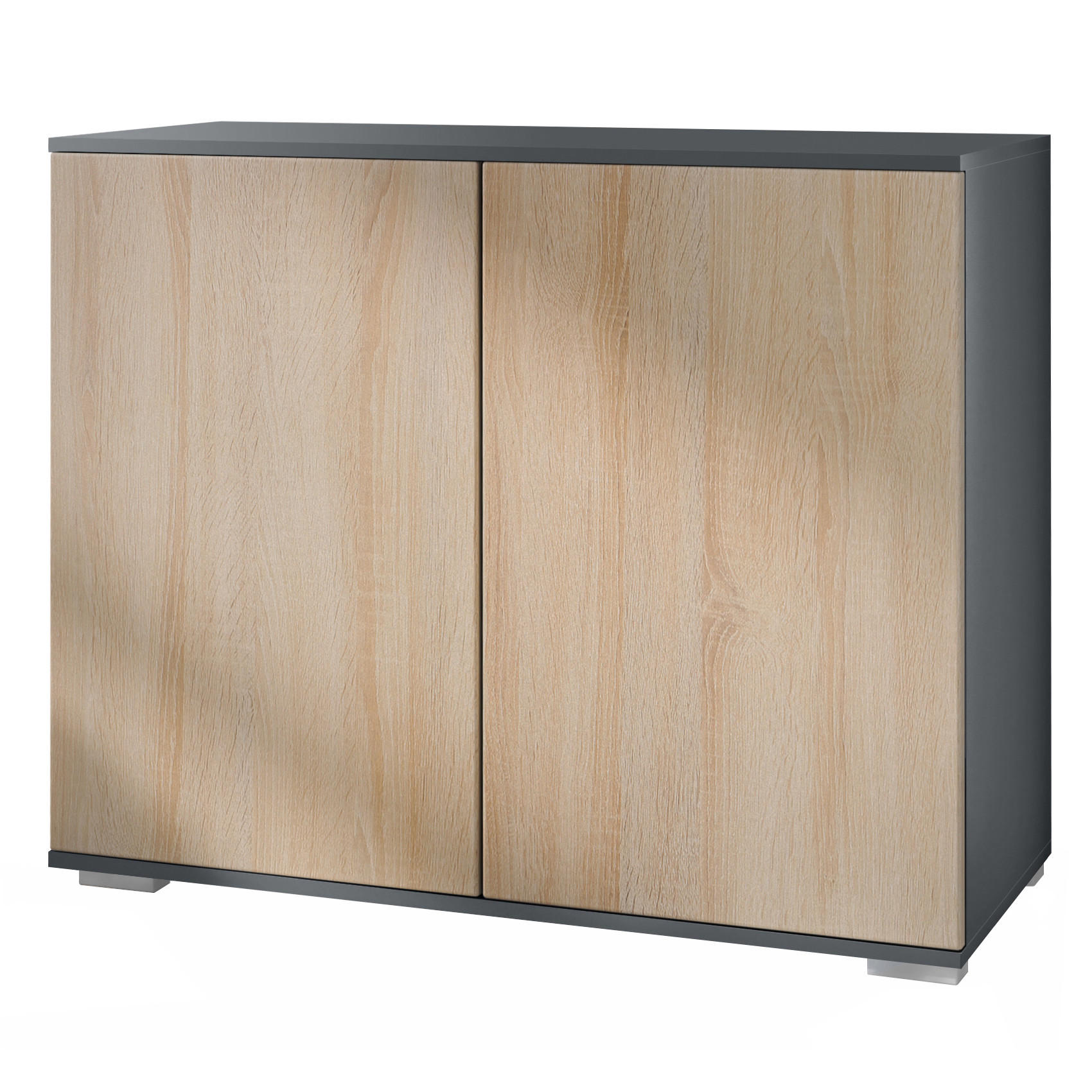 KOMMODE Skadu Eiche sägerau - Eiche San Remo, Holzwerkstoff (92.5/75.5/35cm) - Vladon