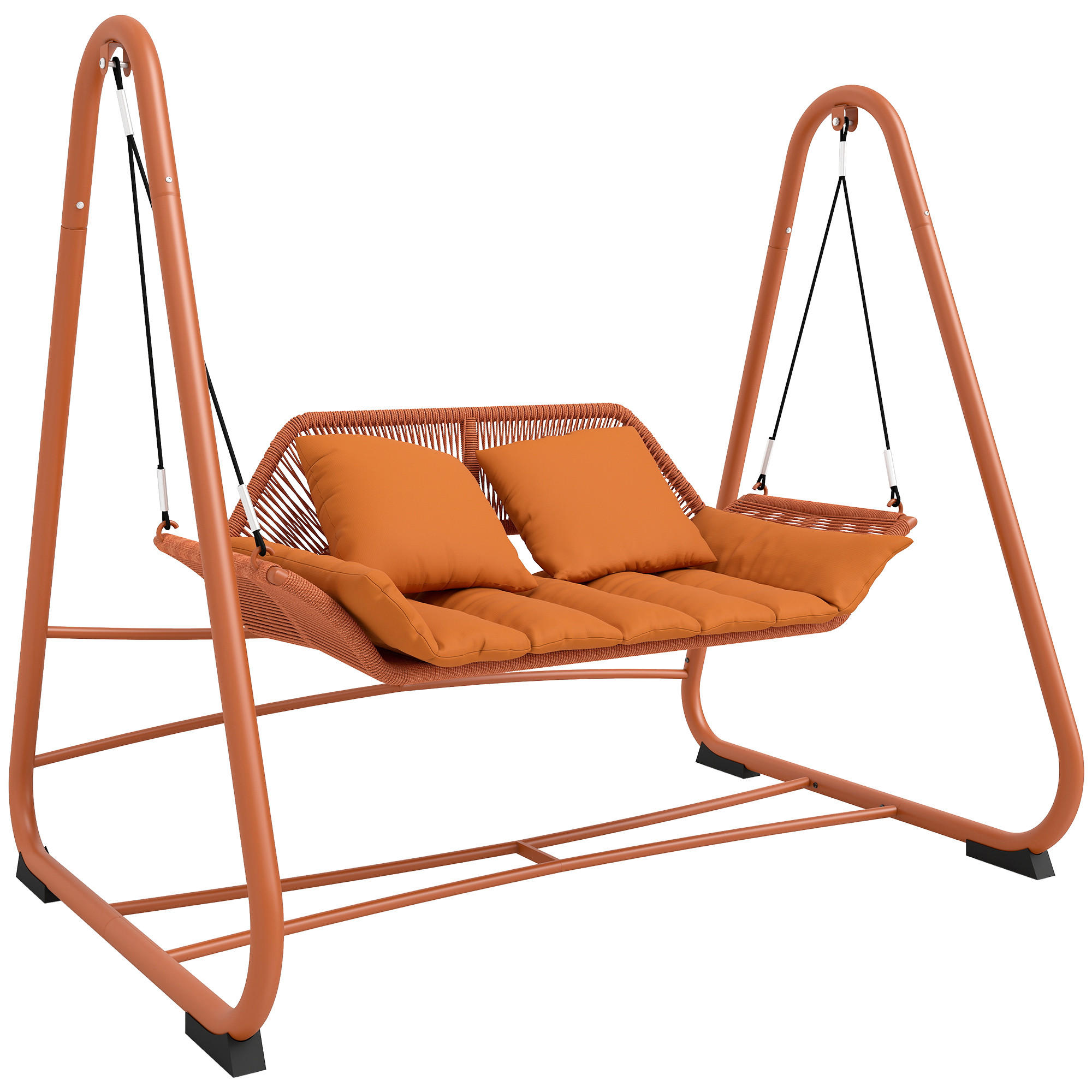 HOLLYWOODSCHAUKEL DE-07070 2-Sitzer, Geflecht-Design, Terrakotta - Terracotta, Metall (174/162/120cm) - ComfortXL
