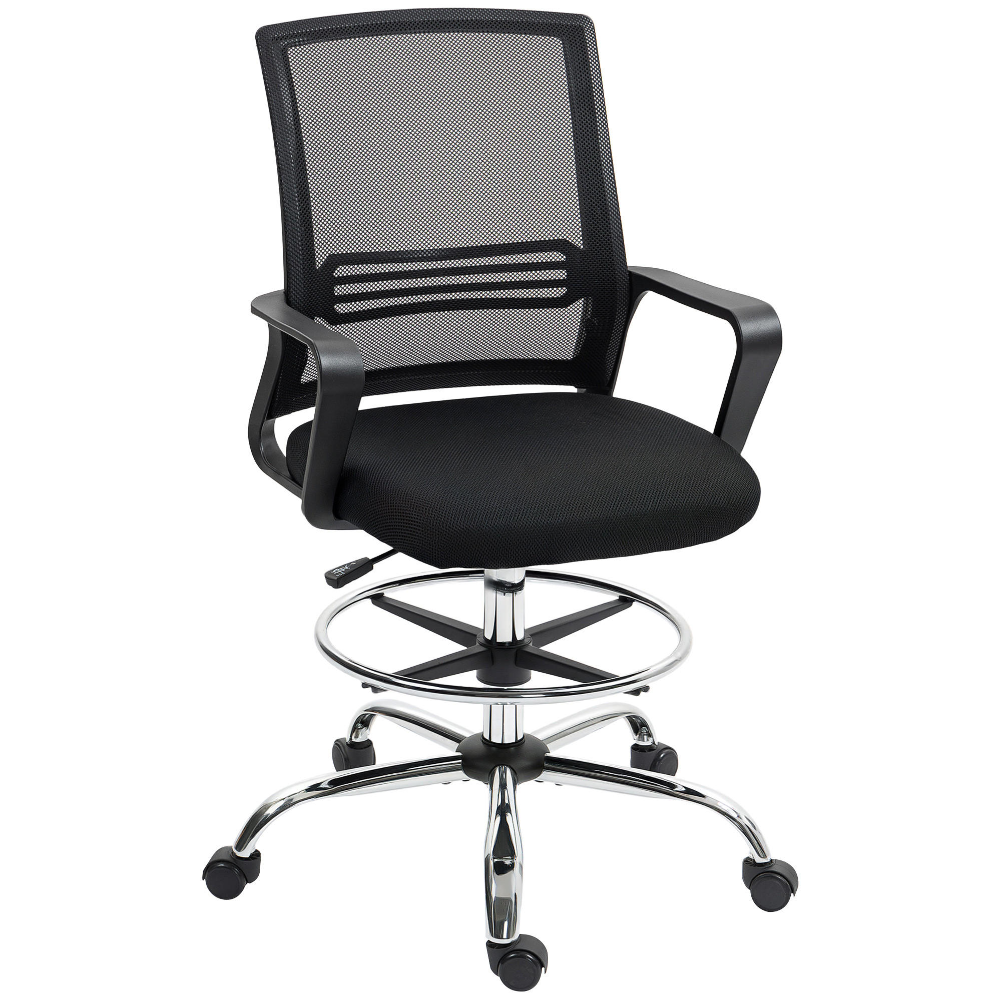 BÜROSTUHL, Höhenverstellbar Computerstuhl mit Armlehne, Schwarz - Schwarz, Kunststoff (58/123/58cm) - HOMCOM