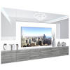 WOHNZIMMERWAND Schrankwand mit LED Weiß / Glamourholz - Weiß/Grau, Holz (300/180/36cm) - B BELINI GROUP