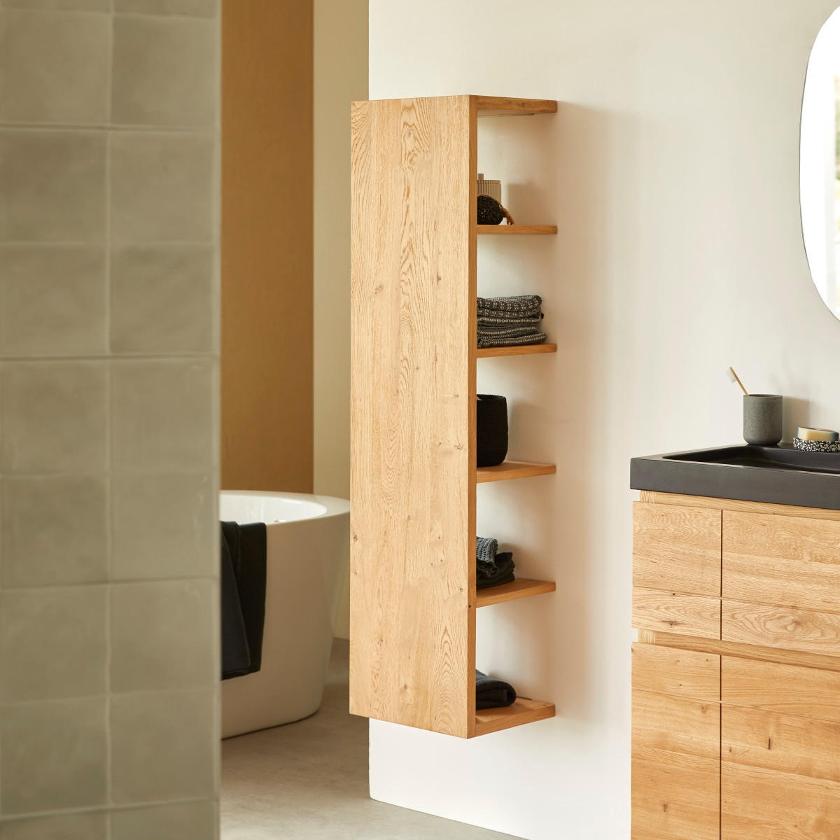 HOCHSCHRANK Easy Natur aus Eiche - Naturfarben, Holz (35/137/30cm) - Tikamoon