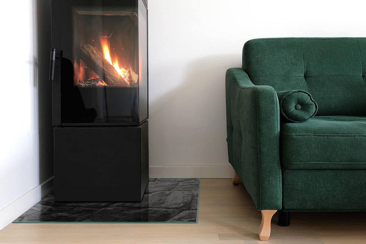 GLASPLATTE für Kamin 60x60 cm Grau - Grau, Glas (60/60/0.4cm) - ArtPrintCave