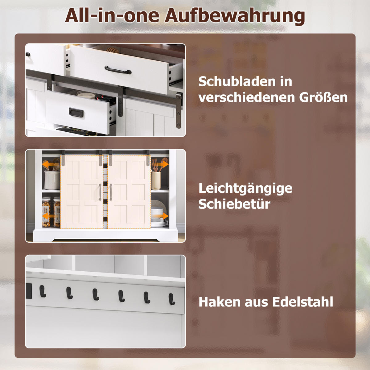 HIGHBOARD in Weiß Mehrzweckschrank mit verstellbare Einlegeböden, Steckdose und LED, B 108/T 40/H 180cm - Weiß, Holzwerkstoff (108/180/40cm) - STILVORA