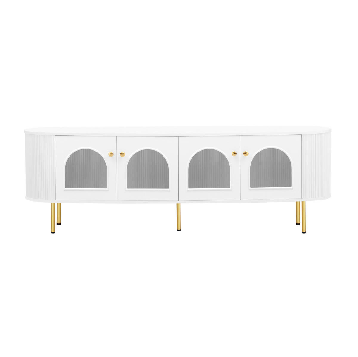 LOWBOARD 170/35/55 cm aus MDF mit 4 Glastüren Weiß/Gold - Weiß, Holzwerkstoff (170/55/35cm) - Modenvie