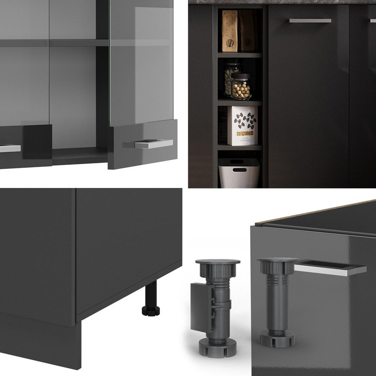 Schwarz Hochglanz/Anthrazit, Holzwerkstoff (160/81.6/60cm) - Vicco