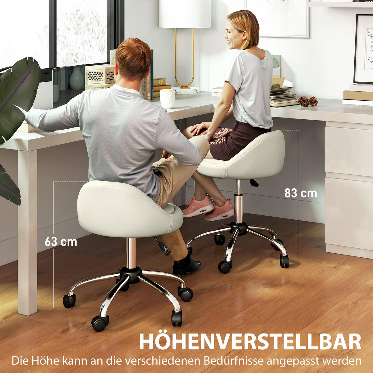 ROLLHOCKER 63-83 cm Drehhocker Ø35 x 63-83H cm Weiß - Weiß, Kunststoff (35/83/35cm) - HOMCOM