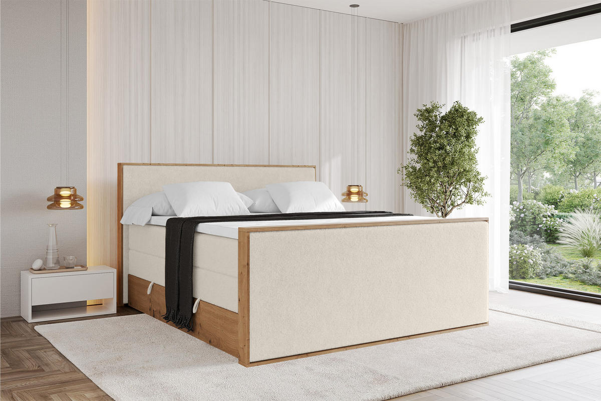 BOXSPRINGBETT LOLLI9 -Z-KING 180x200 - H3/H4 Hellbeige - Sandfarben, Holzwerkstoff (180/200cm) - ALTDECOR