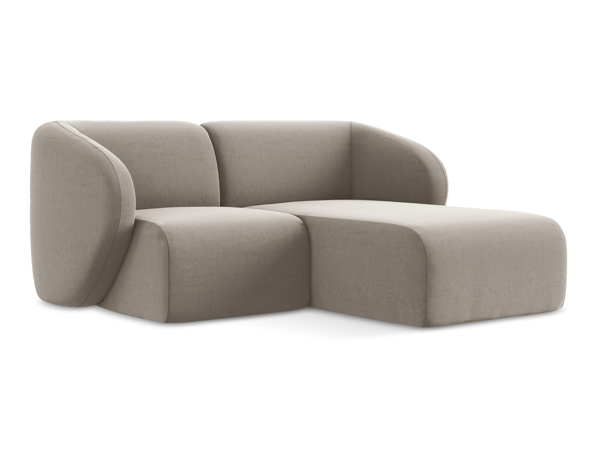 ECKSOFA Rechts Samt Stoff Grau - Taupe/Schwarz, Holzwerkstoff/Kunststoff (178/166cm) - Makamii