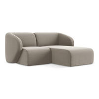 ECKSOFA Rechts Samt Stoff Grau - Taupe/Schwarz, Holzwerkstoff/Kunststoff (178/166cm) - Makamii