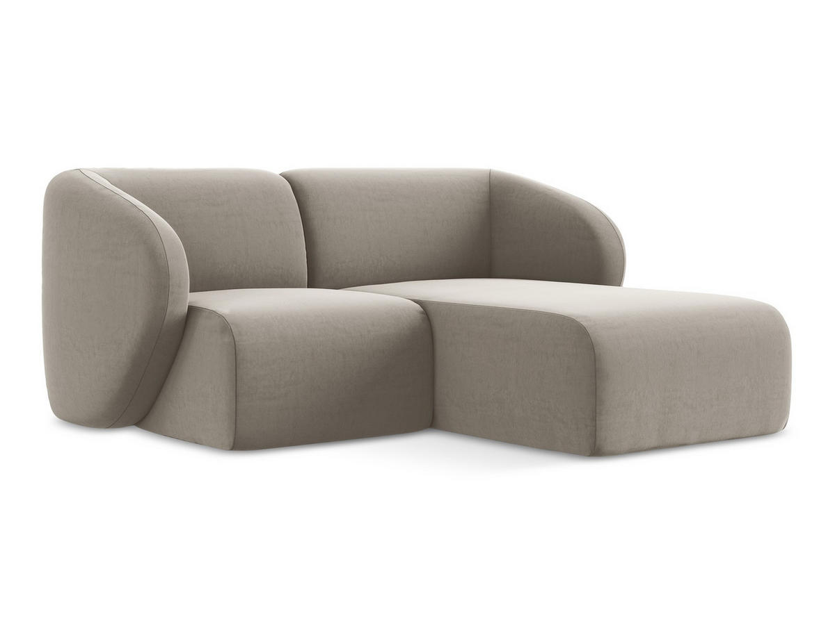 ECKSOFA Rechts Samt Stoff Grau - Taupe/Schwarz, Holzwerkstoff/Kunststoff (178/166cm) - Makamii