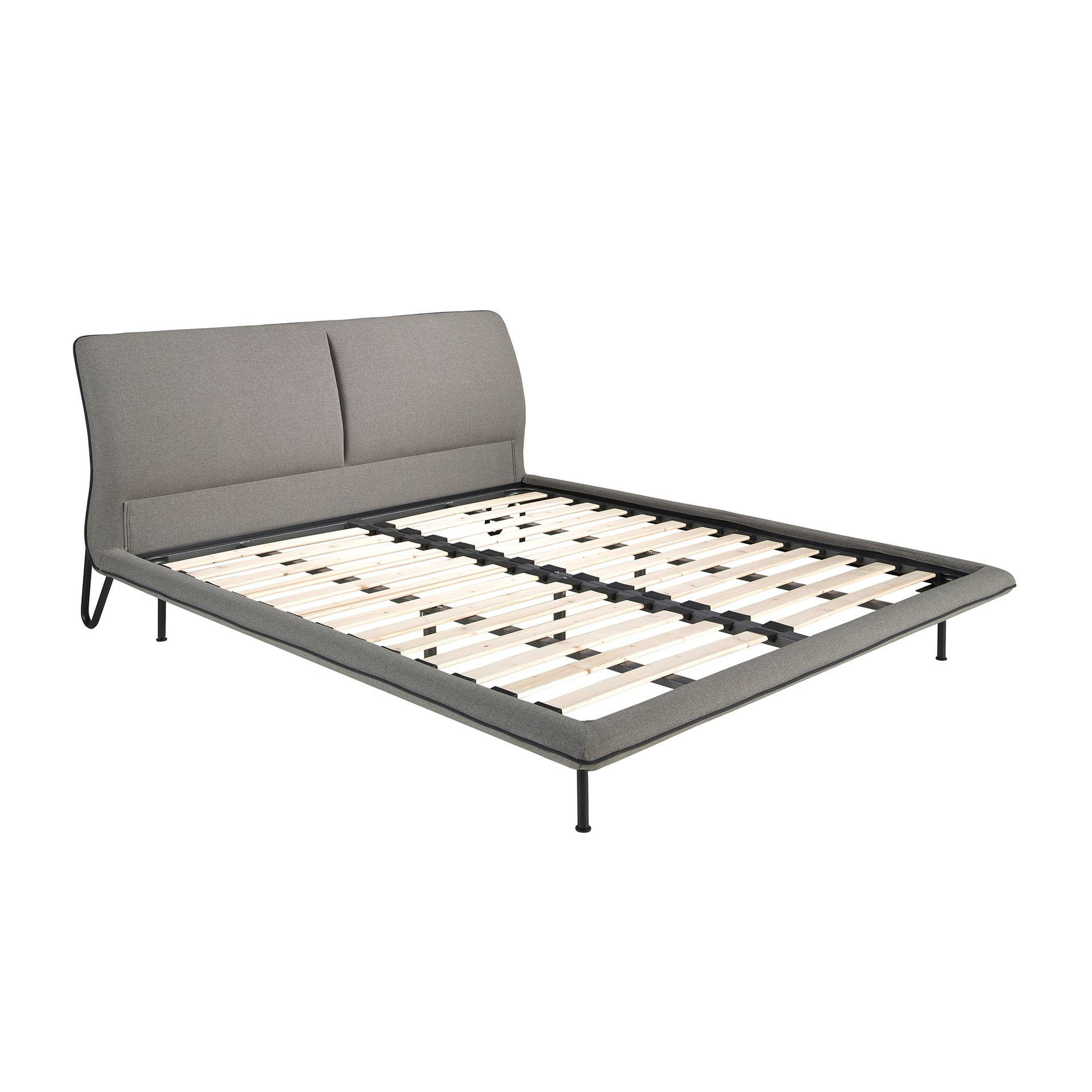 BETT aus Stoff 200/237/96 cm - Dunkelgrau/Schwarz, Holz/Textil (180/200cm) - ANGEL CERDA