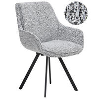 ESSZIMMERSTUHL drehbar Bouclé Schwarz/Weiß Marcellus - Weiß, Textil (59/87/60cm) - Beliani