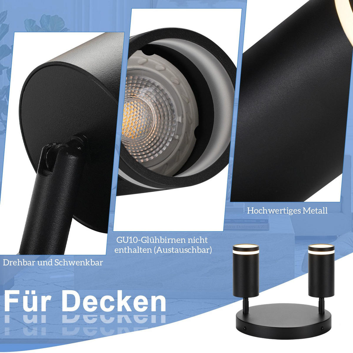 STRAHLER Heilbronn 2-flammig 20/20/17 cm - Schwarz, Metall (20/20/17cm) - Nettlife