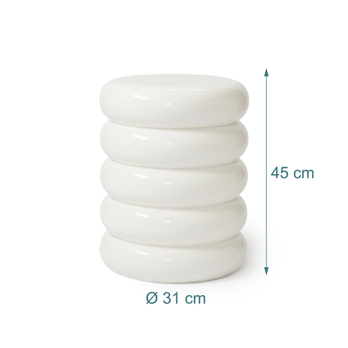 BEISTELLTISCH - Weiß, Metall (31/31/45cm) - Relaxdays