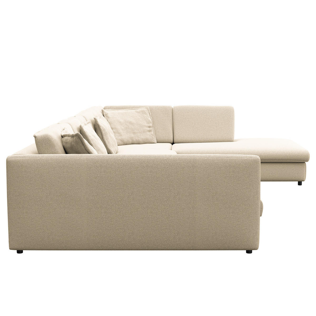 WOHNLANDSCHAFT - Creme/Schwarz, Kunststoff/Textil (431/84/272cm) - home24