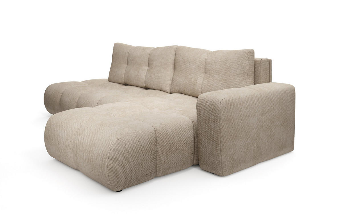 ECKSOFA DUCA R-S Beige Chenille mit Schlaffunktion - Beige, Holz (266.5/266.5cm) - MASSENO