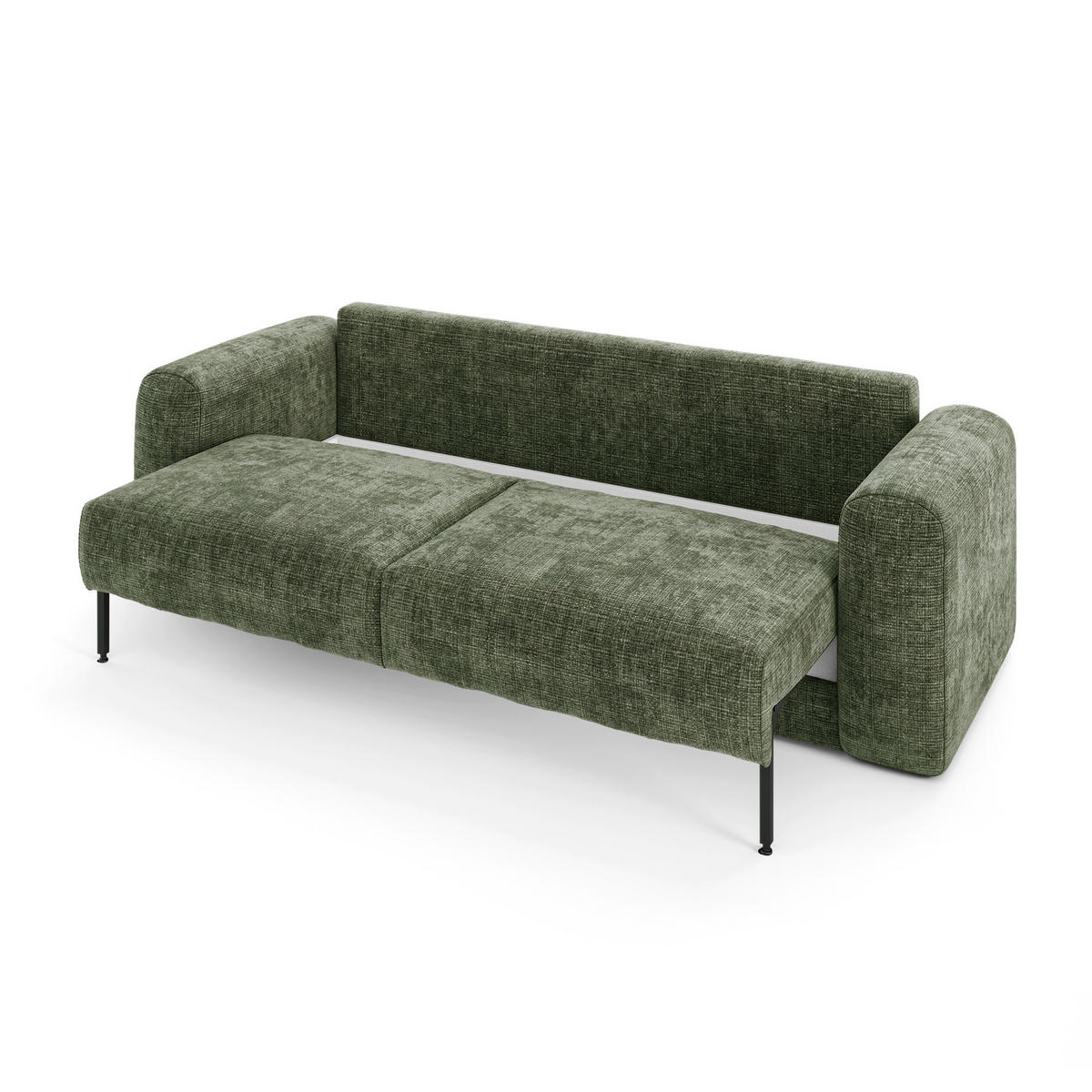 SCHLAFSOFA mit Stauraum in Nussbaum RIO Geprägter Samt Smaragdgrün 250cm - Smaragdgrün/Grün, Textil (250/90/95cm) - Sia Home