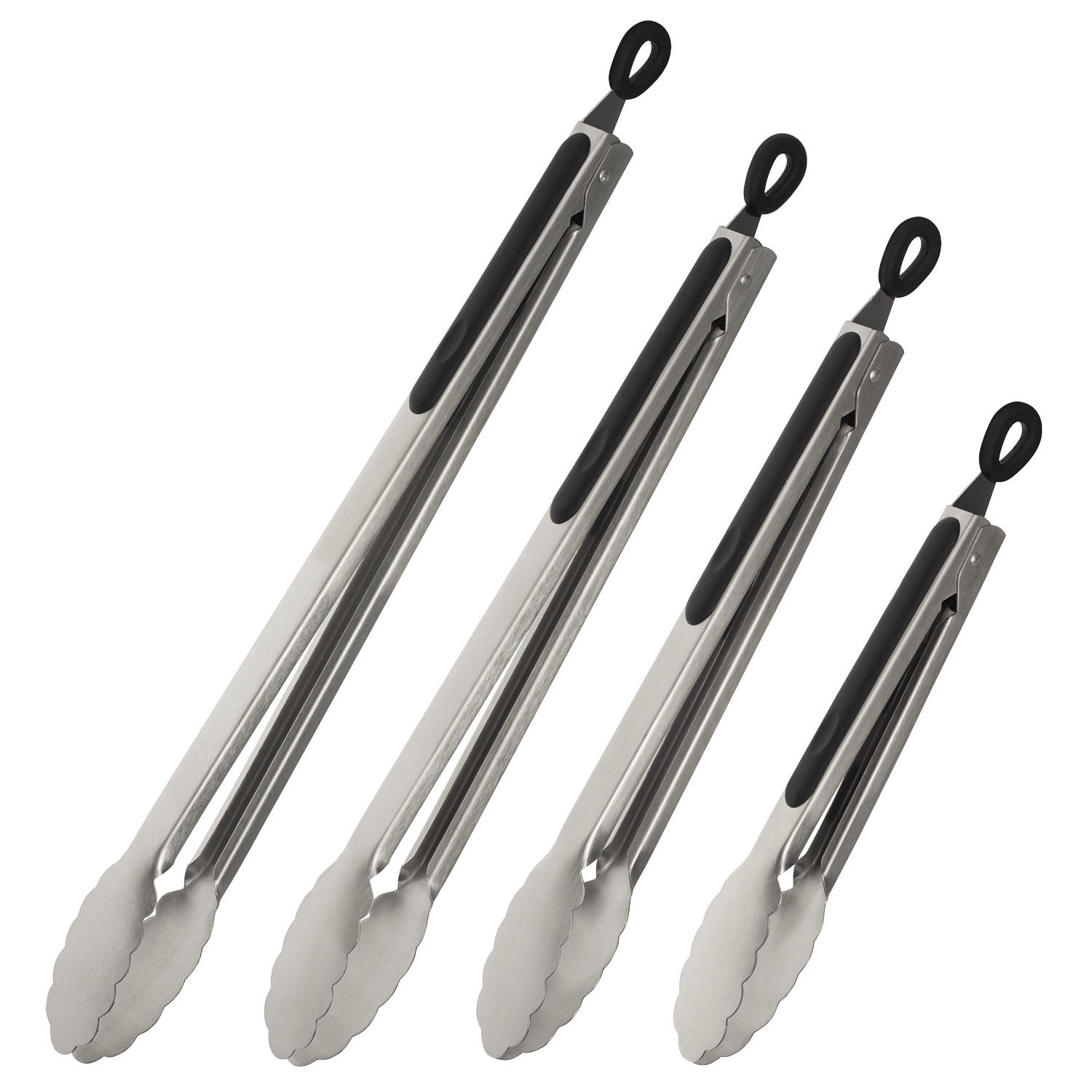 GRILLZANGEN 4er-Set, schwarz, Edelstahl - Edelstahlfarben, Metall (44.5cm) - bremermann
