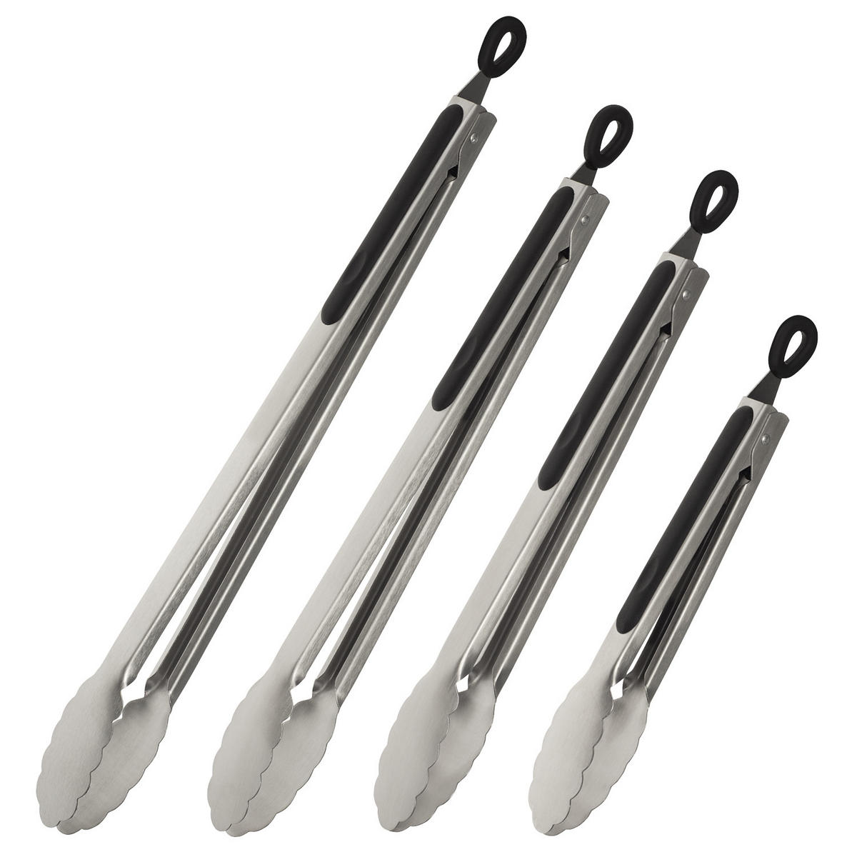 GRILLZANGEN 4er-Set, schwarz, Edelstahl - Edelstahlfarben, Metall (44.5cm) - bremermann