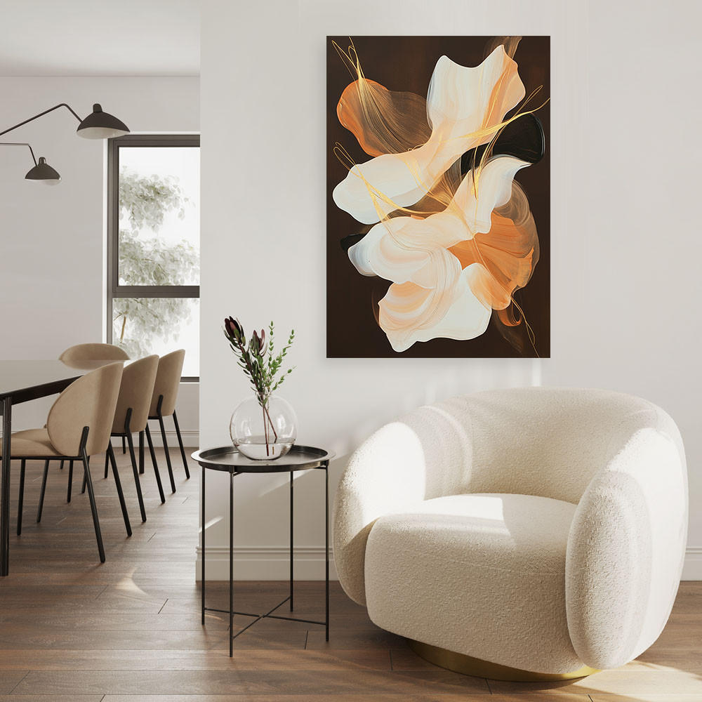 LEINWANDBILD Abstraktion Formen Flecken Orange 80x120cm - Braun, Textil (80/120cm) - Feeby