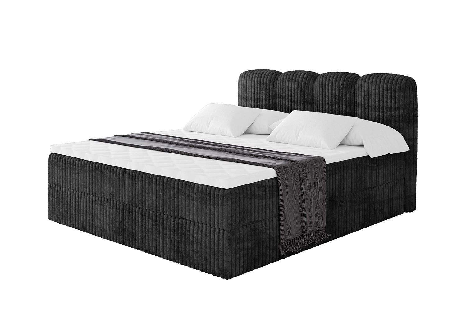 BOXBETT mit Matratze H4 - NINA - 160x200 cm - Schwarz - Graubraun, Holzwerkstoff (160/200cm) - ALTDECOR