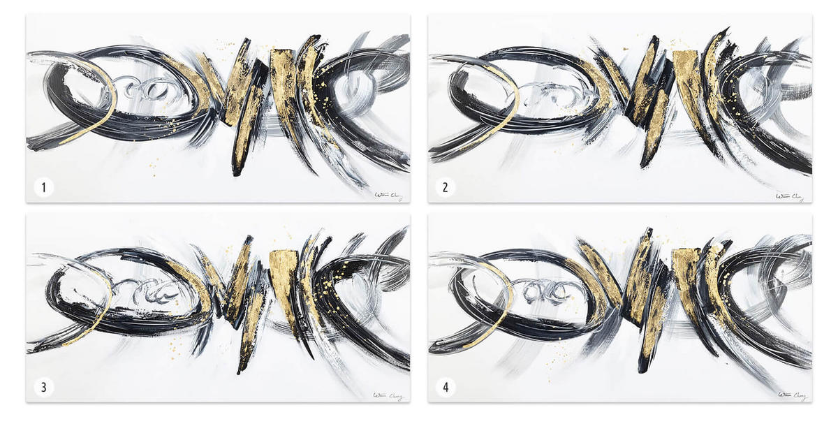 ACRYLBILD HANDGEMALT 120/60 cm - Schwarz/Grau, Holz/Textil (120/60cm) - KUNSTLOFT