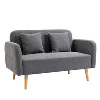 2-SITZER Sofa aus Polyester 130x70x80 cm in Grau mit 2 Kissen - Grau, Textil (70/80/130cm) - Modfu