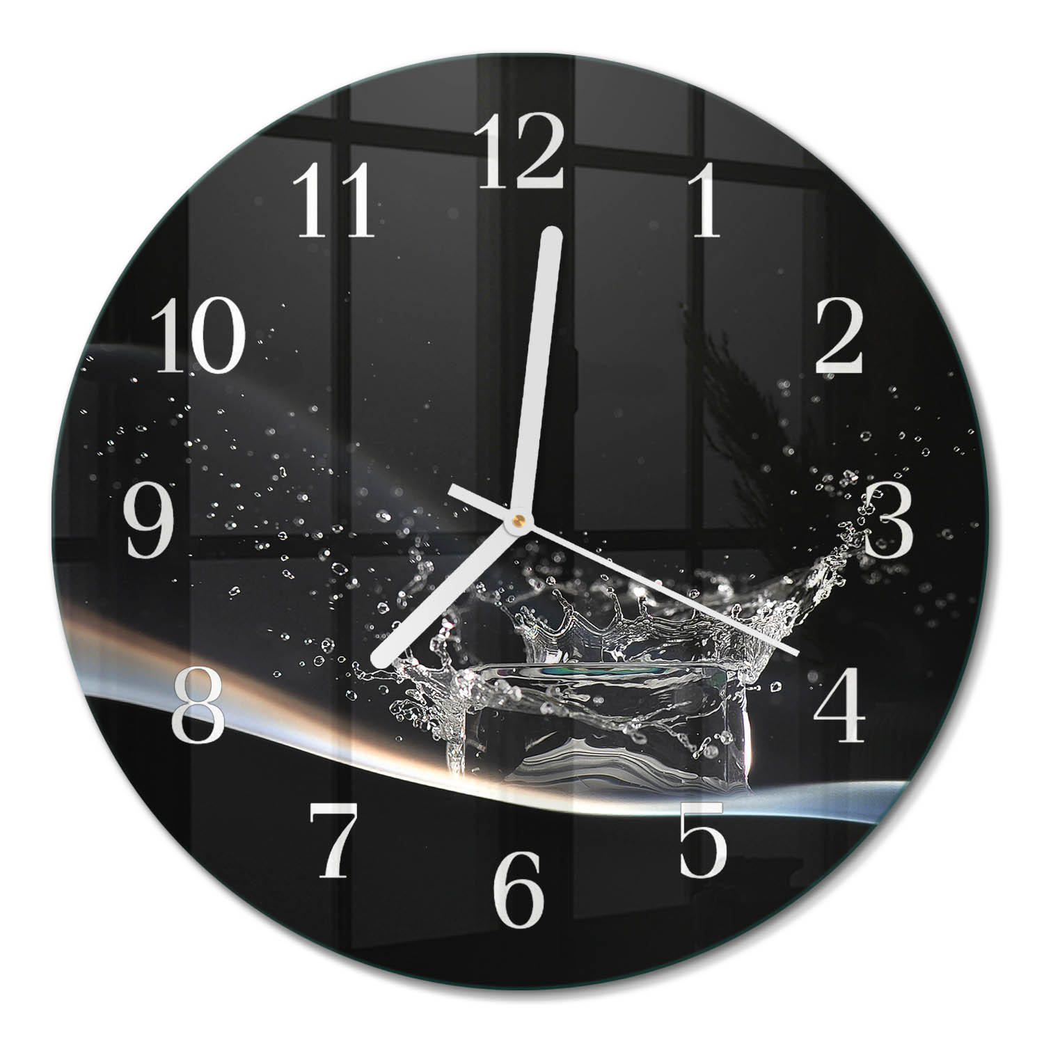 WANDUHR fi30 cm - Wasser - Schwarz, Glas (30/30/0.4cm) - TULUP