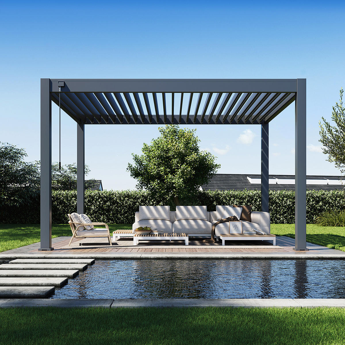 PERGOLA Deluxe Plus Pavillon Terrassenüberdachung Aluminium 3 x 4 m anthrazit - Anthrazit, Metall (300/255/400cm) - WEIDE