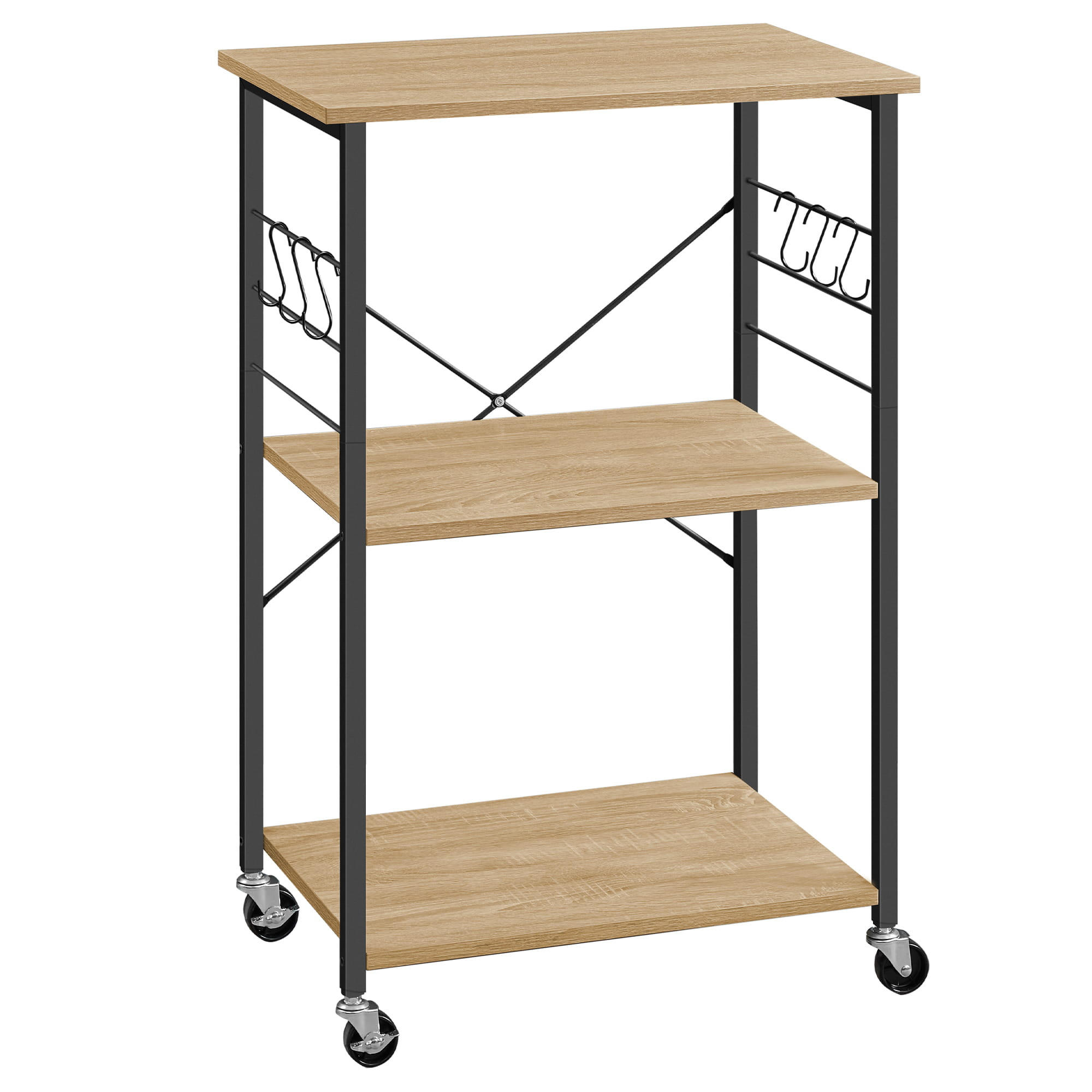 SCHRANK auf rädern, sonoma-eiche/schwarz - Beige, Holzwerkstoff (60/89/40cm)