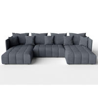 WOHNLANDSCHAFT Veliro U Grau 353/180/83 cm mit Schlaffunktion und Bettkasten - Dunkelgrau/Schwarz, Kunststoff/Textil (353/83/180cm) - AX Living