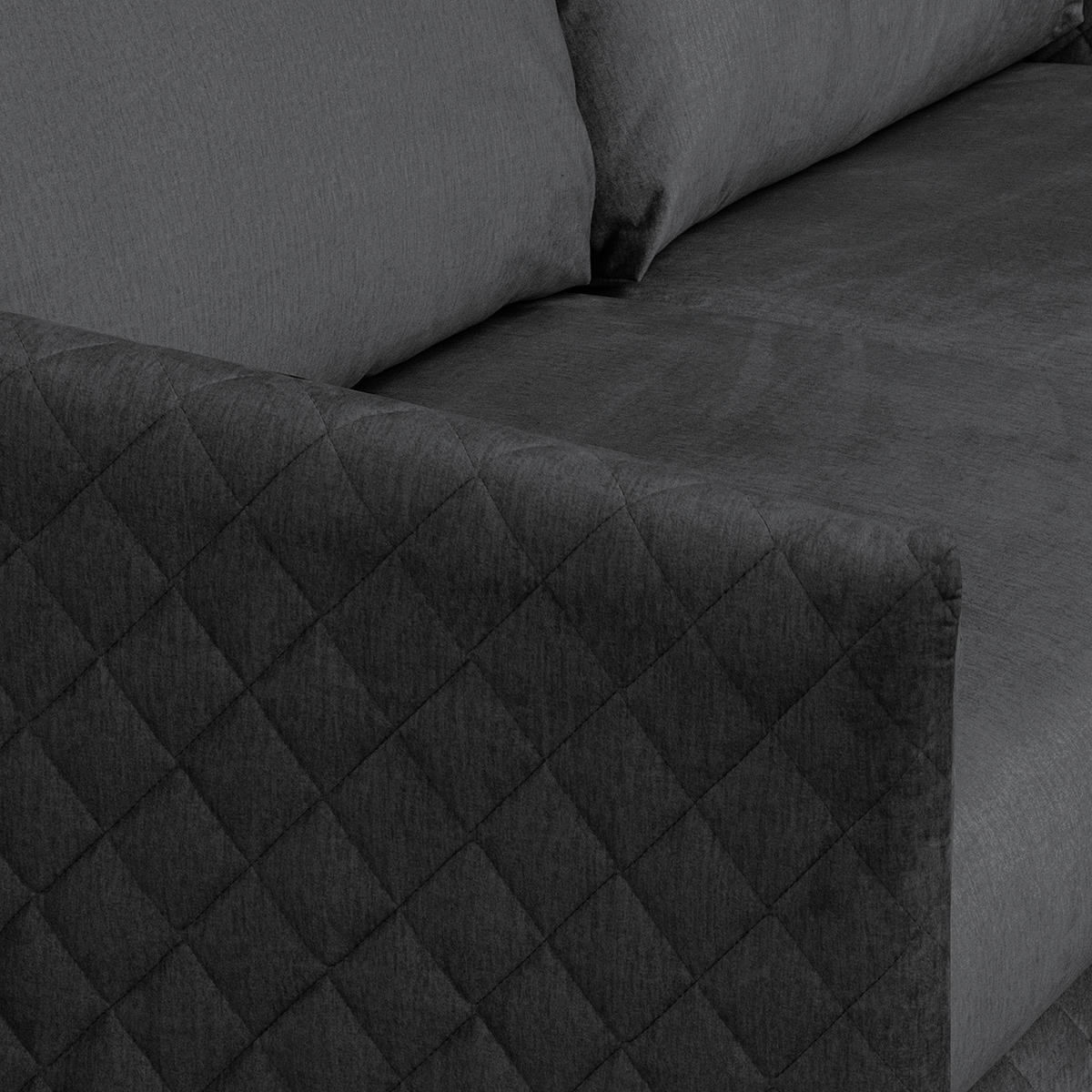 SCHLAFSOFA mit Matratze - Samt - Anthrazit/Buchefarben, Buchenholz/Textil (171/95/101cm) - home24