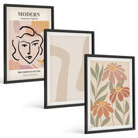 BILDER SET 3er Set - 40x60 cm Schwarzer Rahmen - Moderne abstrakte Frau - Schwarz, Kunststoff (40/60cm) - TULUP