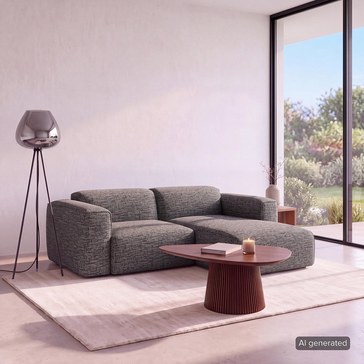 1,5-SITZER ECKSOFA mit Longchair - Schwarz/Grau, Kunststoff/Textil (260/173cm) - home24