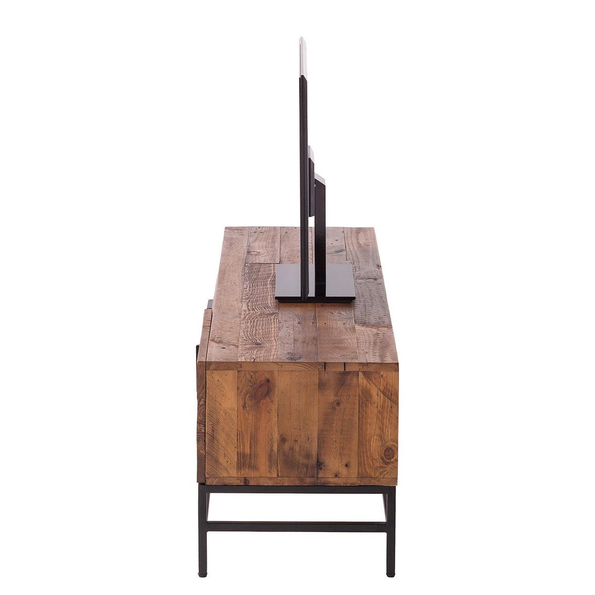 TV-LOWBOARD - Pinie massiv / Metall, 160 cm - Schwarz/Pinienfarben, Holz (160/50/45cm) - home24