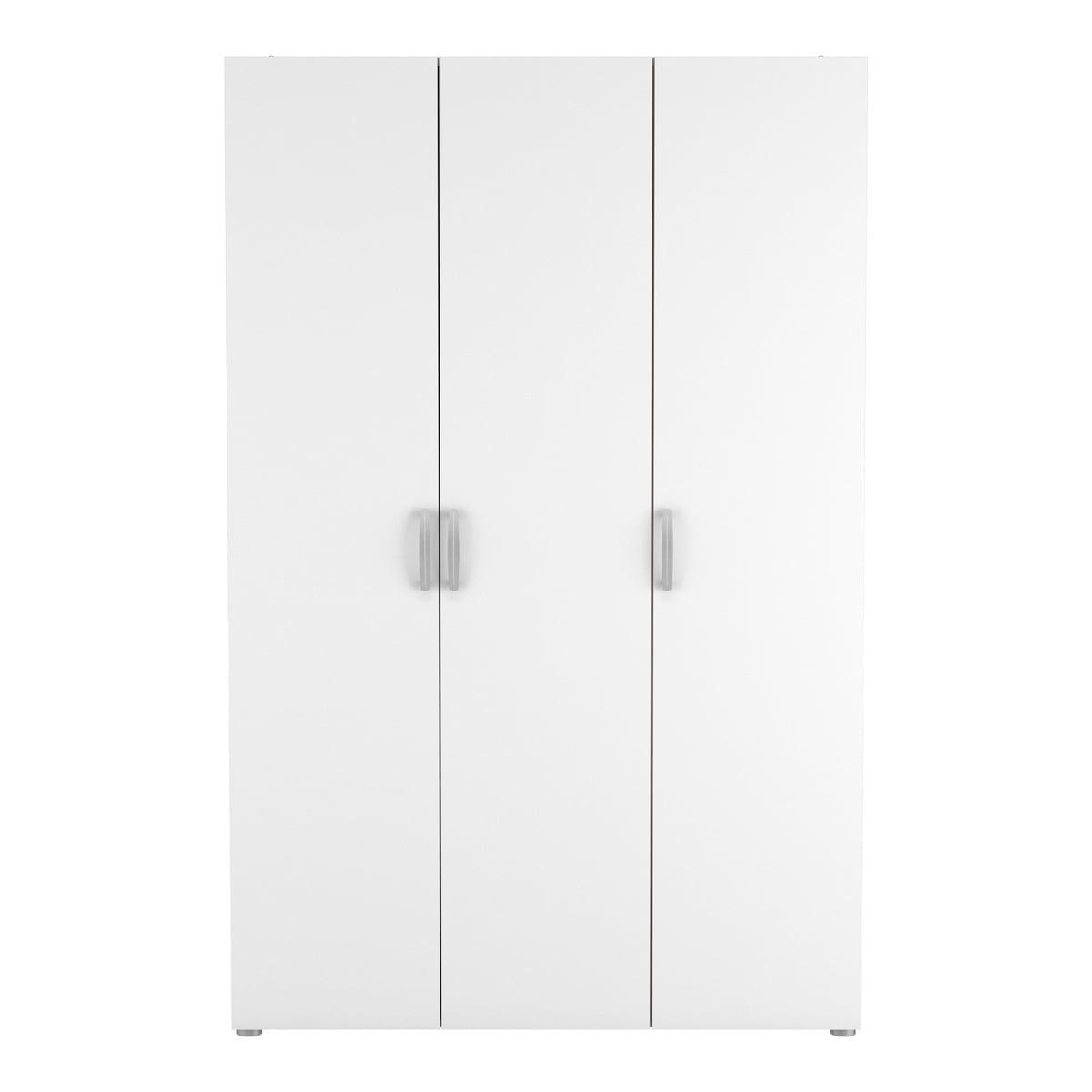 KLEIDERSCHRANK mit 3 Türen, Kleiderstange und Wäscheschrank L119,1 cm - Nano - Weiß, Holzwerkstoff (51.3/184.8/119.1cm) - Calicosy